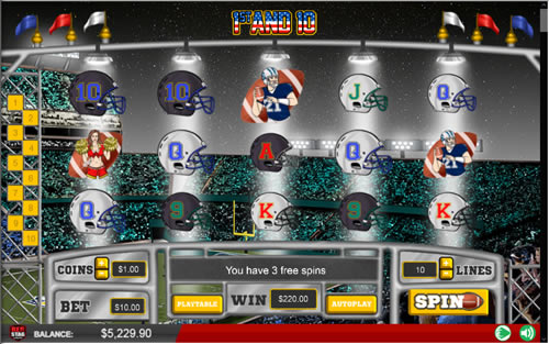 1st and 10 WGS slot free spins