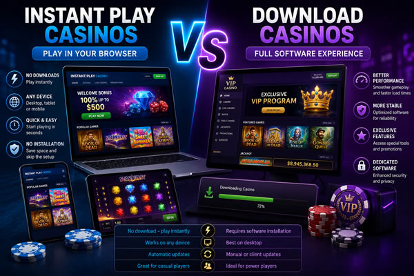 Instant Play Casinos vs Download Casinos